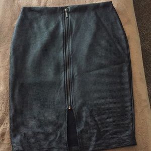 Black leather mini skirt